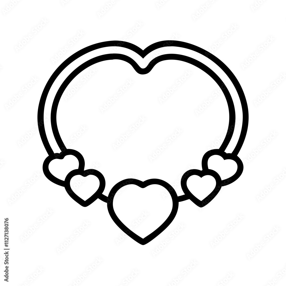 Fototapeta premium heart bracelet icon, singles awareness line art, self-love icon - simple black line art icon of heart bracelet, for singles awareness day celebrations. heart bracelet vector icon.