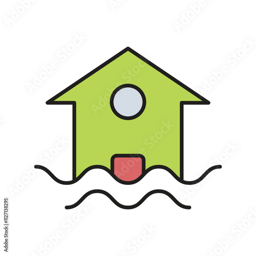 flooding color line icon with white background vector stock illustration