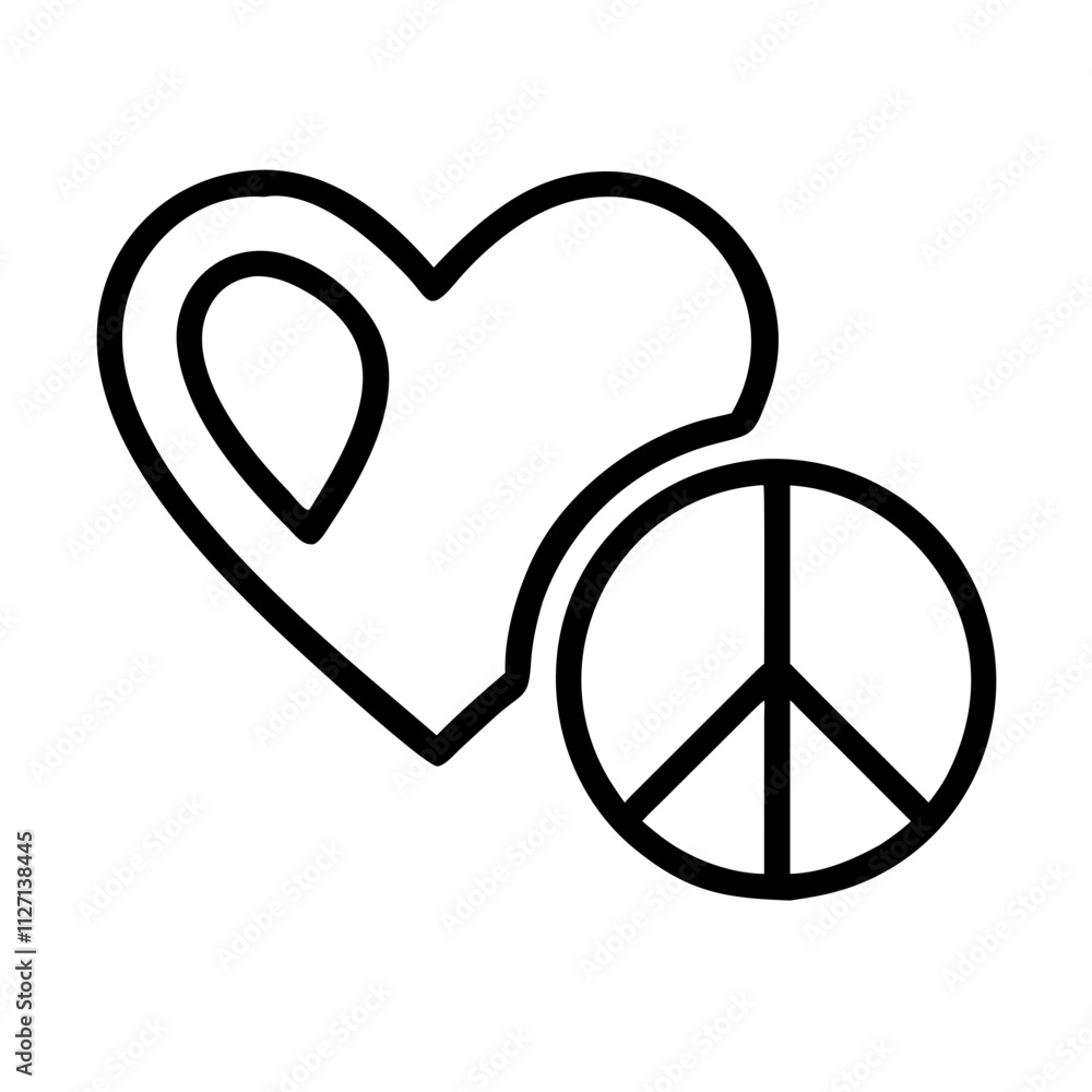 heart peace combo icon, singles awareness line art, self-love icon - simple black line art icon of heart peace combo, for singles awareness day celebrations. self-love vector icon. heart peace combo icon, singles awareness line art, self-love icon - simple black line art icon of heart peace combo, for singles awareness day celebrations. self-love vector icon.