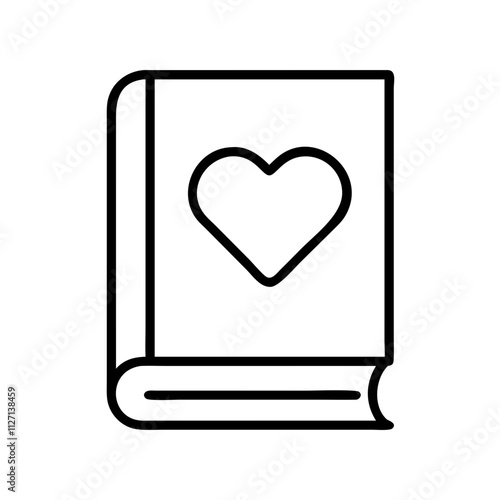 heartwarming book icon, singles awareness line art, self-love icon - simple black line art icon of heartwarming book, for singles awareness day celebrations. self-love vector icon.