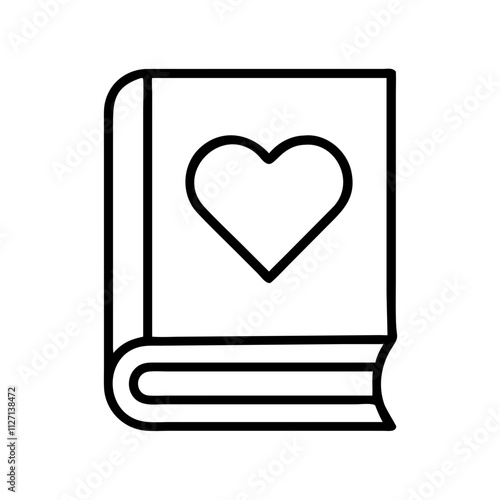 heartwarming book icon, singles awareness line art, self-love icon - simple black line art icon of heartwarming book, for singles awareness day celebrations. self-love vector icon.