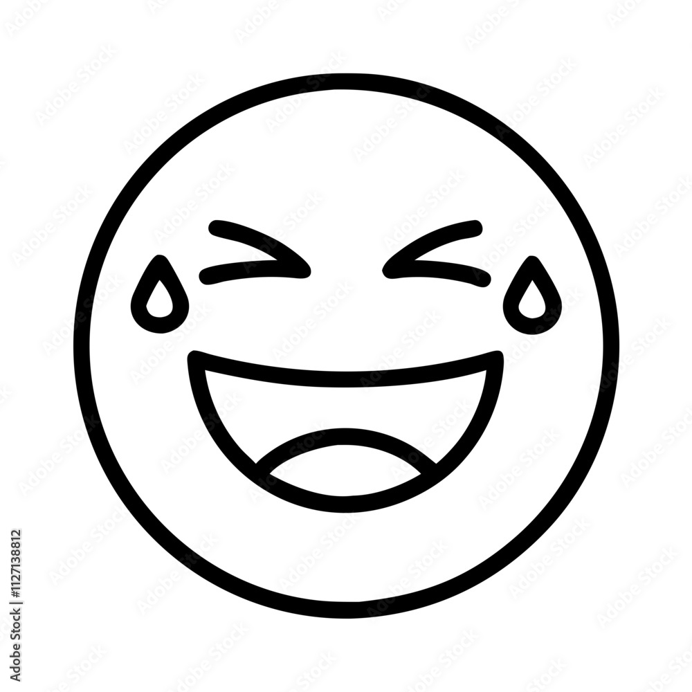 laughing emoji icon, singles awareness line art, self-love icon - simple black line art icon of laughing emoji, for singles awareness day celebrations. self-love vector icon. laughing emoji icon, singles awareness line art, self-love icon - simple black line art icon of laughing emoji, for singles awareness day celebrations. self-love vector icon.