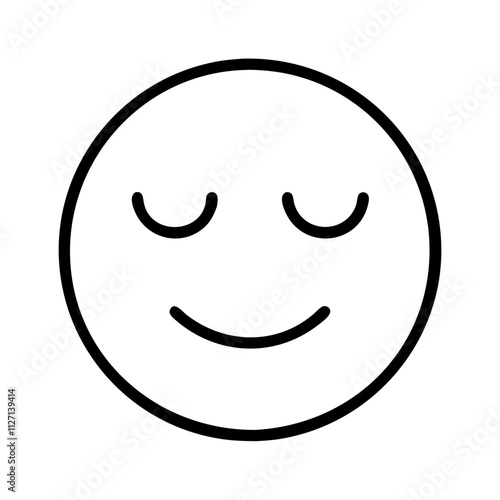 peaceful face emoji icon, singles awareness line art, self-love icon - simple black line art icon of peaceful face emoji, for singles awareness day celebrations. self-love vector icon.