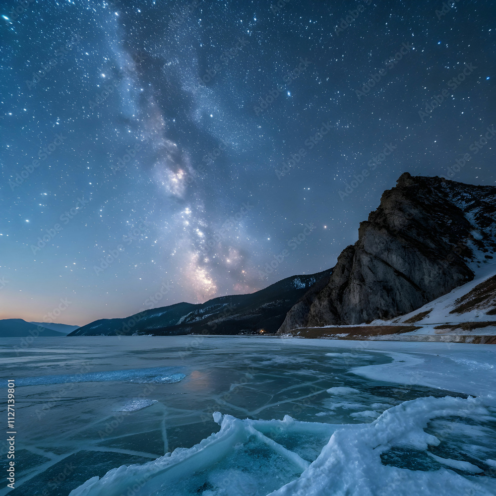 Naklejka premium landscape of mountain with natural breaking ice an