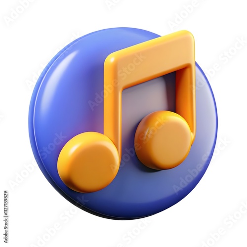 Modern 3D music icon illustration isolated on white background, suitable for media, sound, or entertainment projects photo