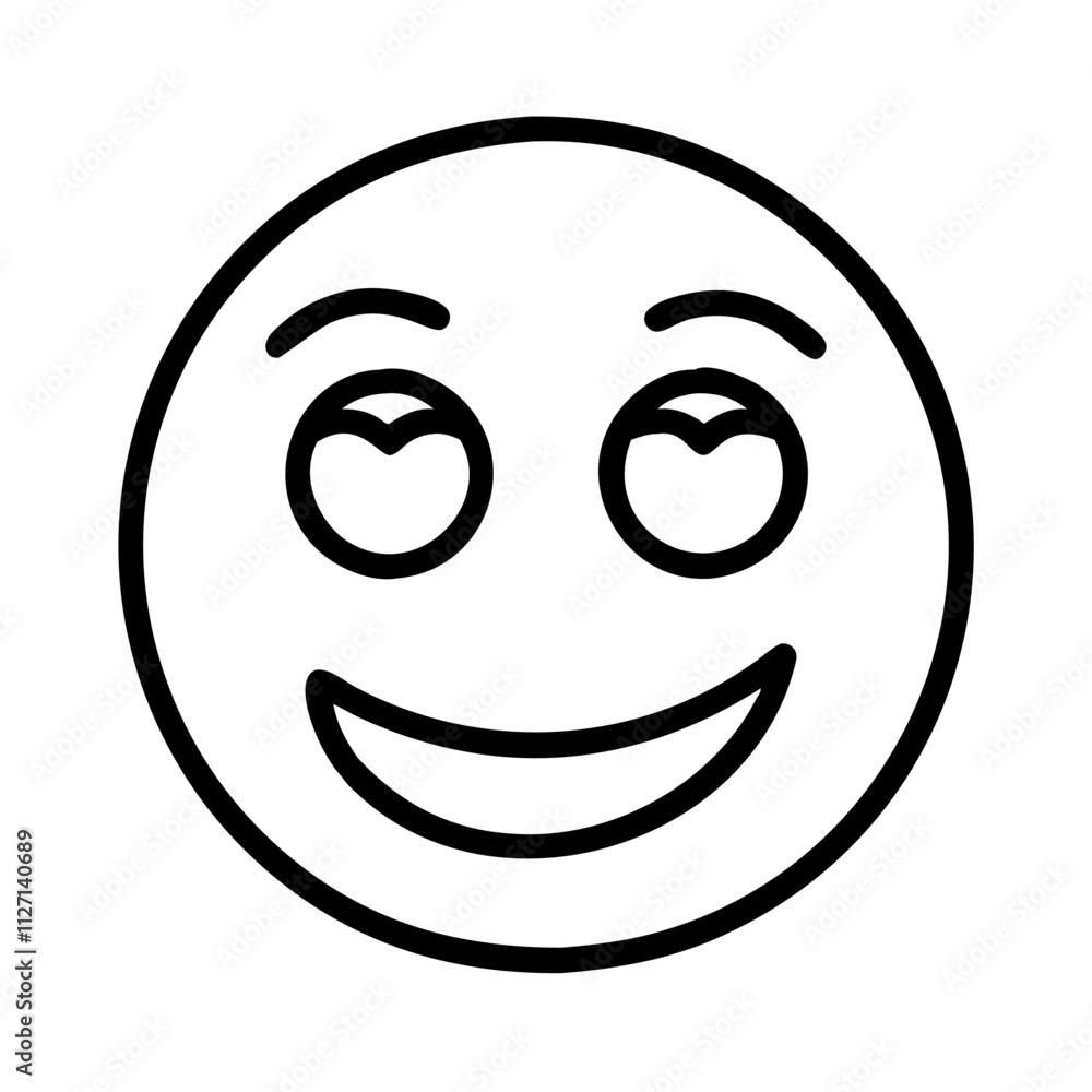 Fototapeta premium smiling eyes emoji icon, singles awareness line art, self-love icon - simple black line art icon of smiling eyes emoji, for singles awareness day celebrations. self-love vector icon.