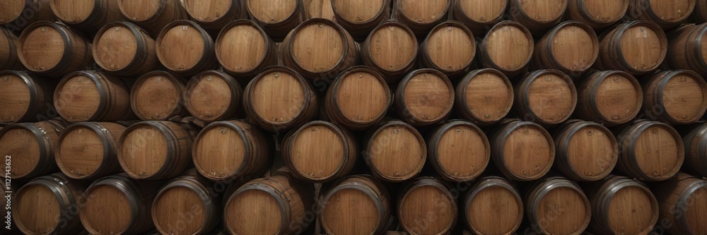 Close-up of wooden wine barrels arranged in triangle shape, shape, wine Close-up of wooden wine barrels arranged in triangle shape, shape, wine