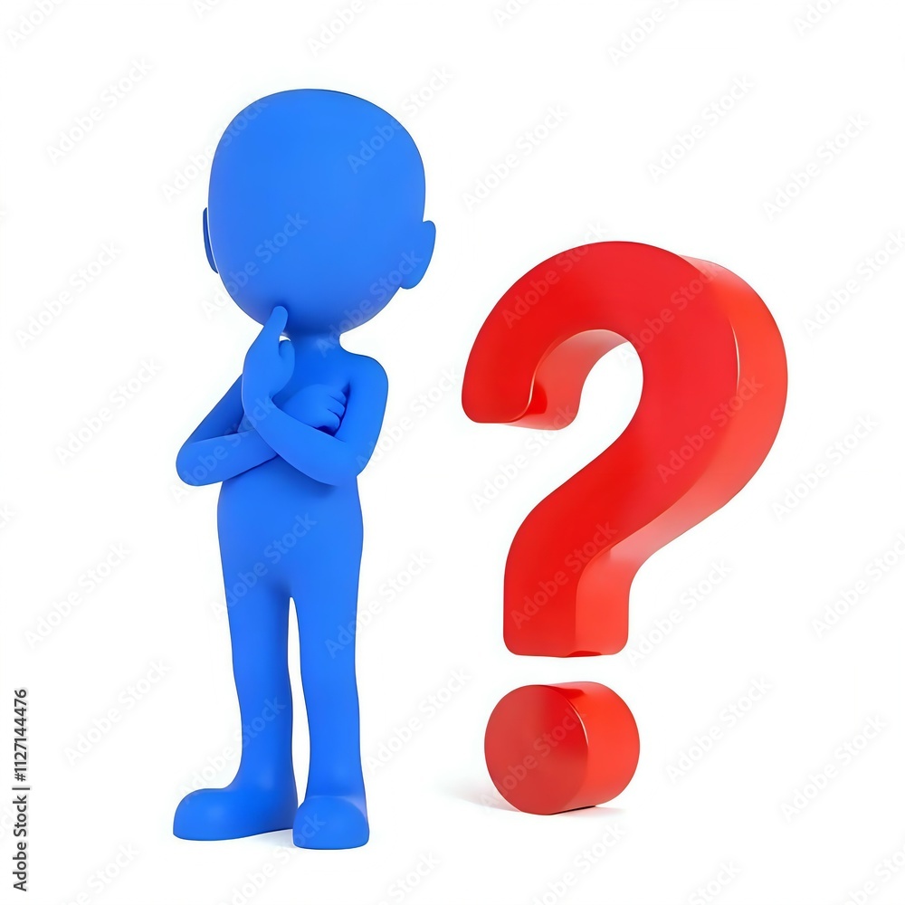 Blue Figure with Symbolic Inquiry Blue Figure with Symbolic Inquiry