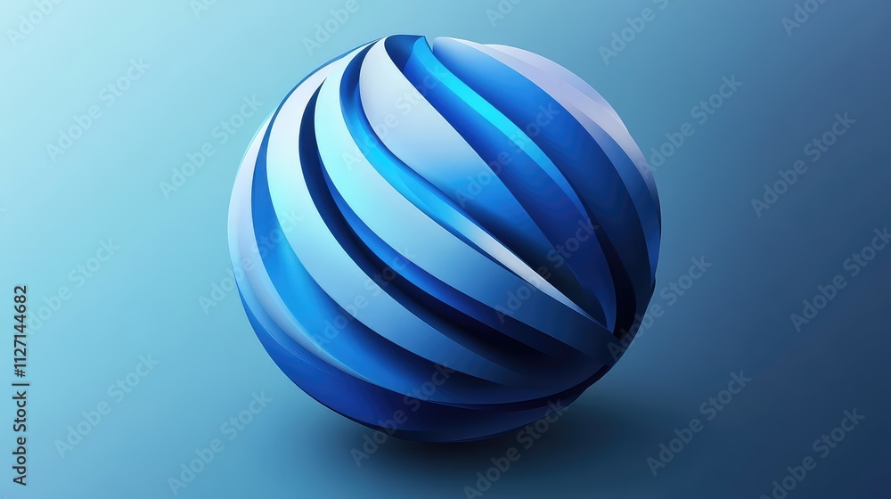 Abstract Blue Spherical Design with Curved Stripes on Gradient Background Abstract Blue Spherical Design with Curved Stripes on Gradient Background