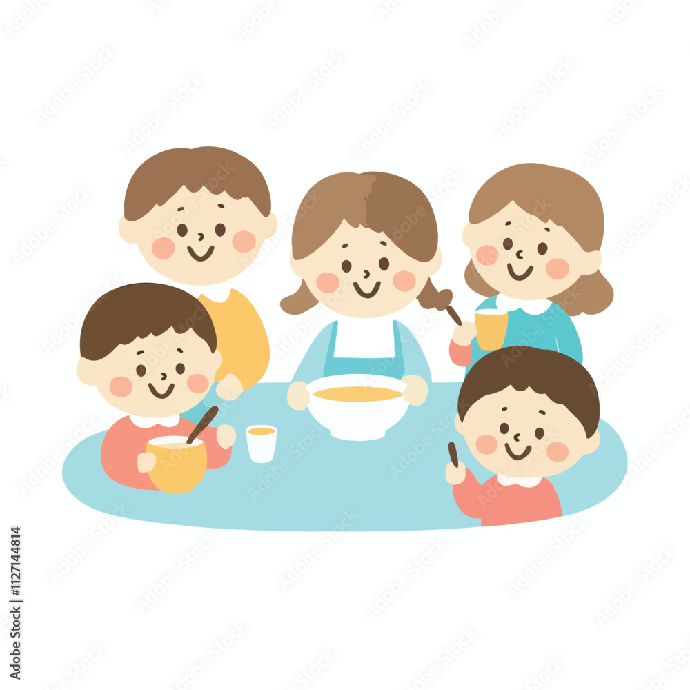 Children Drinking milk illustration vector design, logo and icon design Children Drinking milk illustration vector design, logo and icon design