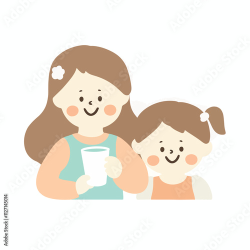 Kids Drinking milk illustration vector design, logo and icon design
