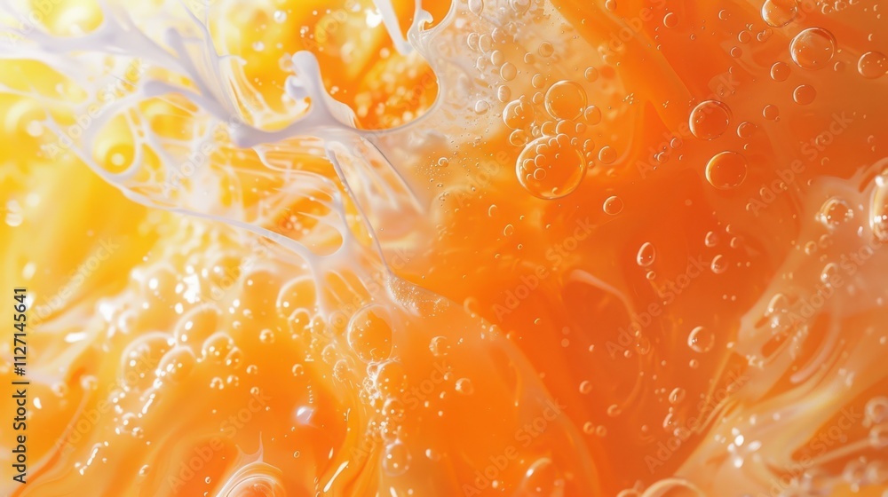 Abstract Orange and White Liquid Swirls with Bubbles Abstract Orange and White Liquid Swirls with Bubbles