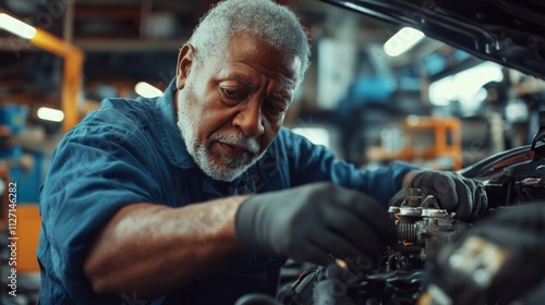 Wallpaper Mural Dedicated Mechanic Working on a Car Engine Torontodigital.ca