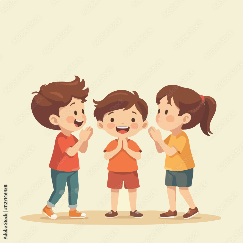 Birthday party illustration and vector design, Children Friends are clapping for his birthday and wishing him Birthday party illustration and vector design, Children Friends are clapping for his birthday and wishing him