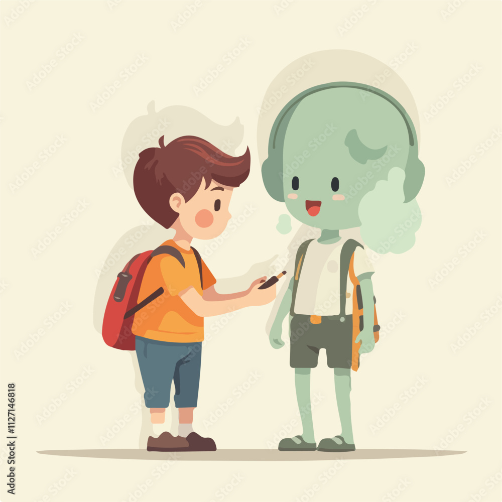 Children is preparing his self for School, kids vector and illustration design Children is preparing his self for School, kids vector and illustration design