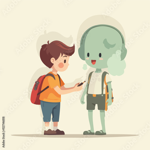 Children is preparing his self for School, kids vector and illustration design