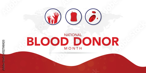 January is National Blood Donor Month vector. Human hands up and drop of blood vector. Voluntary blood donor raised hand up silhouette icon. Important day
