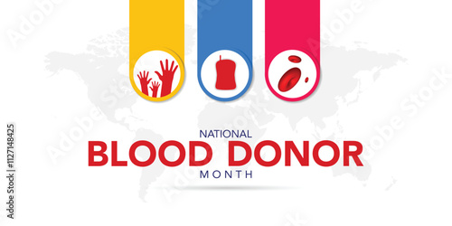January is National Blood Donor Month vector. Human hands up and drop of blood vector. Voluntary blood donor raised hand up silhouette icon. Important day