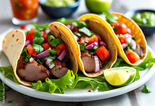 Zesty Beef Tacos Loaded with Fresh Tomato & Vibrant Veggies photo