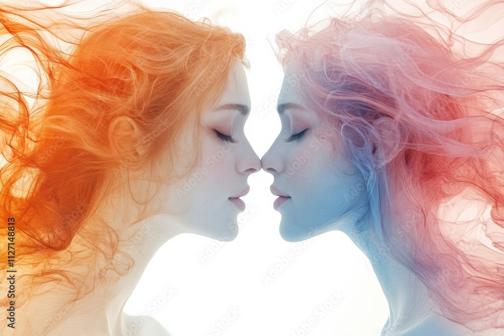 Abstract romantic couple photo with unique artistic elements, focusing on love and emotional expression. Abstract romantic couple photo with unique artistic elements, focusing on love and emotional expression.