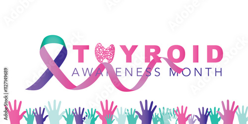 Thyroid awareness month is every year in January. Banner, Holiday, poster, card and background design Template.
