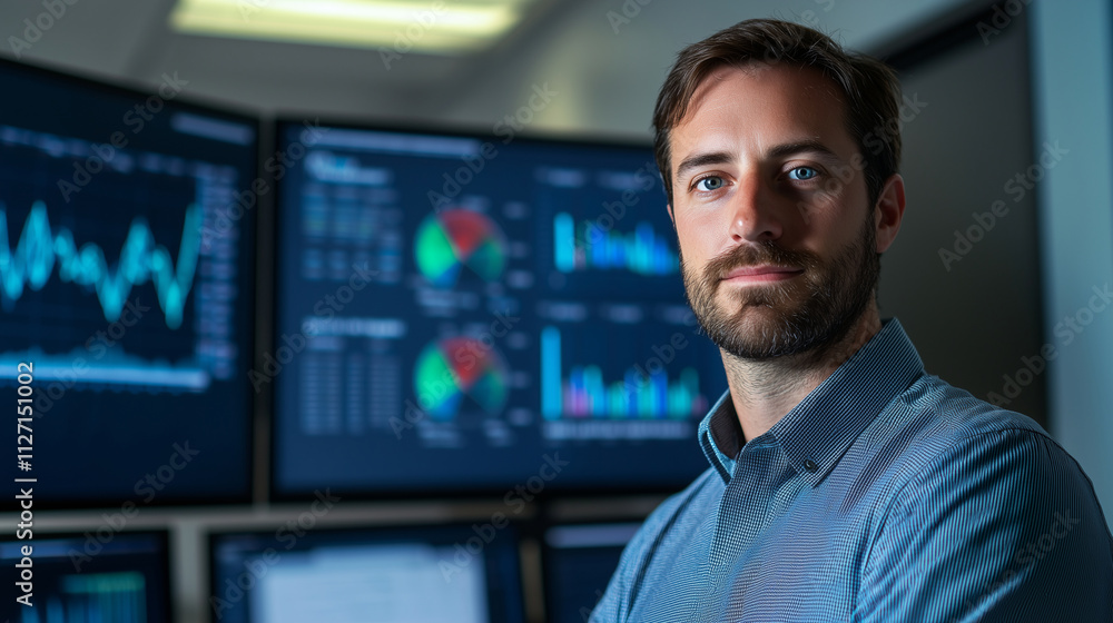 High-Tech Office with Dashboard and Business Analytics High-Tech Office with Dashboard and Business Analytics