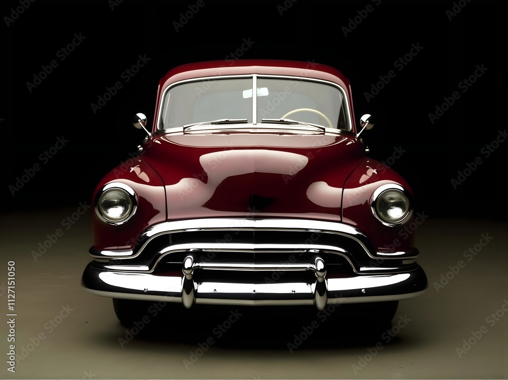 Classic 1950 Burgundy Sedan with Chrome Details Classic 1950 Burgundy Sedan with Chrome Details