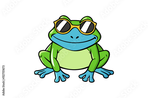 A frog wearing sunglass vector art illustration