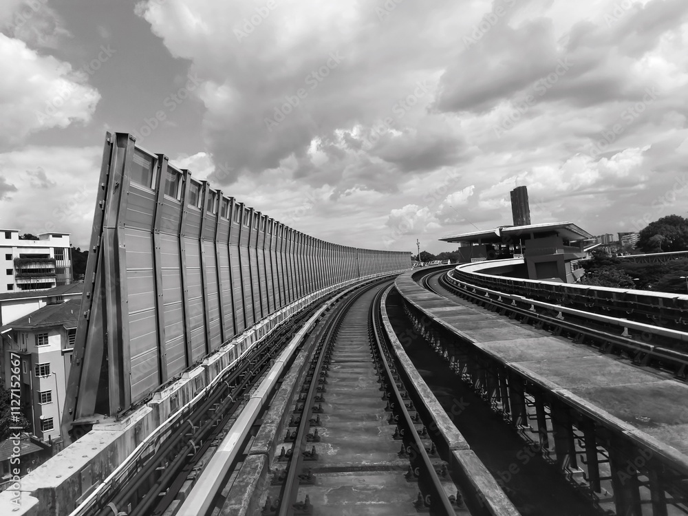Fototapeta premium railway track in black and white colour