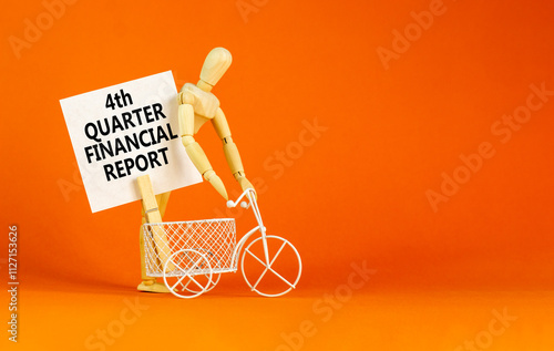 4th quarter financial report symbol. Concept words 4th quarter financial report on beautiful white paper. Beautiful orange background. Business 4th quarter financial report concept. Copy space. photo