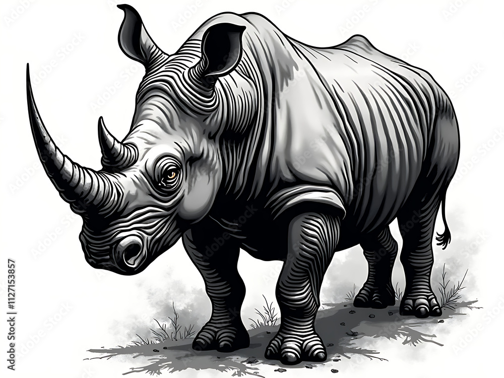 Fototapeta premium rhino on white