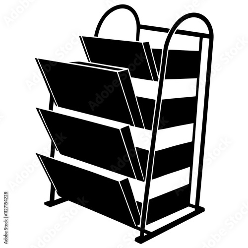 Magazine Racks Silhouette Vector Art.