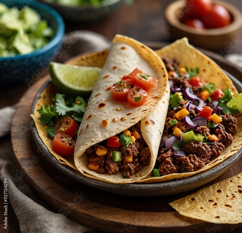 Zesty Beef Tacos Loaded with Fresh Tomato & Vibrant Veggies photo