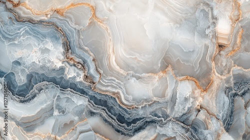 Elegant blue and gray marbled texture with golden veins showcasing fluid patterns and organic movement in design