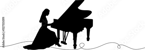 silhouette of pianist vector
