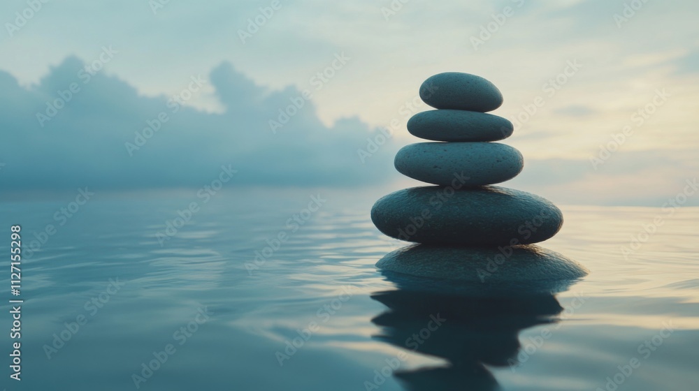 Zen Stones in Water: A Moment of Tranquility Zen Stones in Water: A Moment of Tranquility