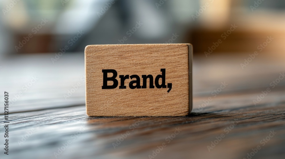 Wooden Block with Brand Name - A Simple Business Concept Wooden Block with Brand Name - A Simple Business Concept
