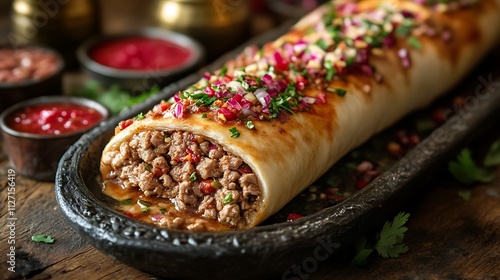 Savory Ground Meat Roll with Red Onion and Herb Topping