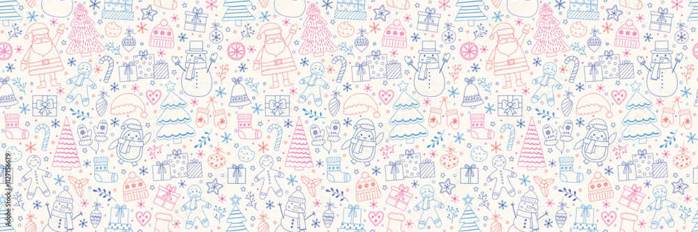 Cute Christmas pattern with colourful decorations. Wallpaper concept. Vector illustration Cute Christmas pattern with colourful decorations. Wallpaper concept. Vector illustration