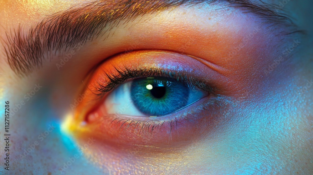 Close-up Vibrant Eye with Stunning Makeup Close-up Vibrant Eye with Stunning Makeup