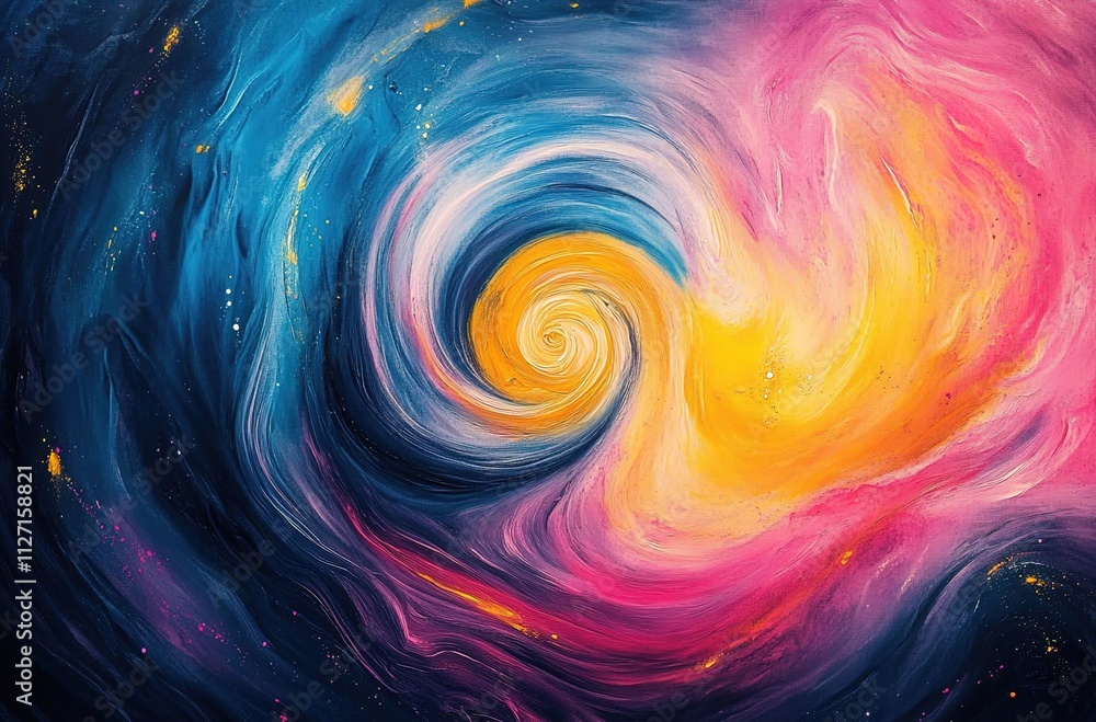 A close-up of an abstract painting with swirling patterns in vibrant colors A close-up of an abstract painting with swirling patterns in vibrant colors