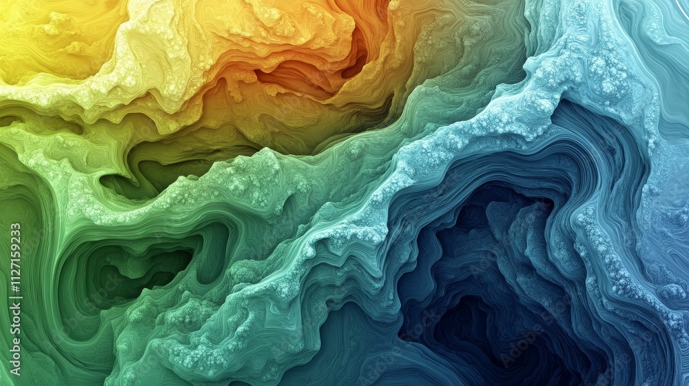 Obraz premium Abstract swirling landscape, textured, multicolored.
