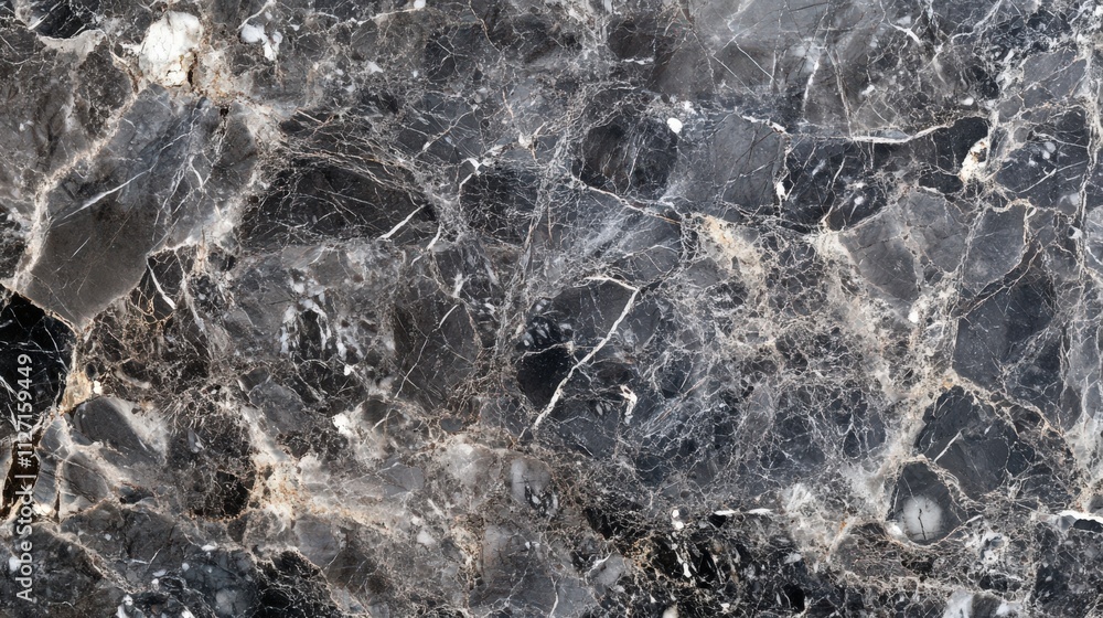 Obraz premium Elegant black marble surface with white veining showcasing natural beauty and texture in a modern design setting