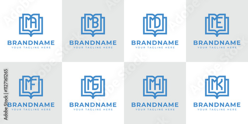 Letters MA MB MD ME MF MG MH MK Book Logo, symbolizing knowledge, education, and growth