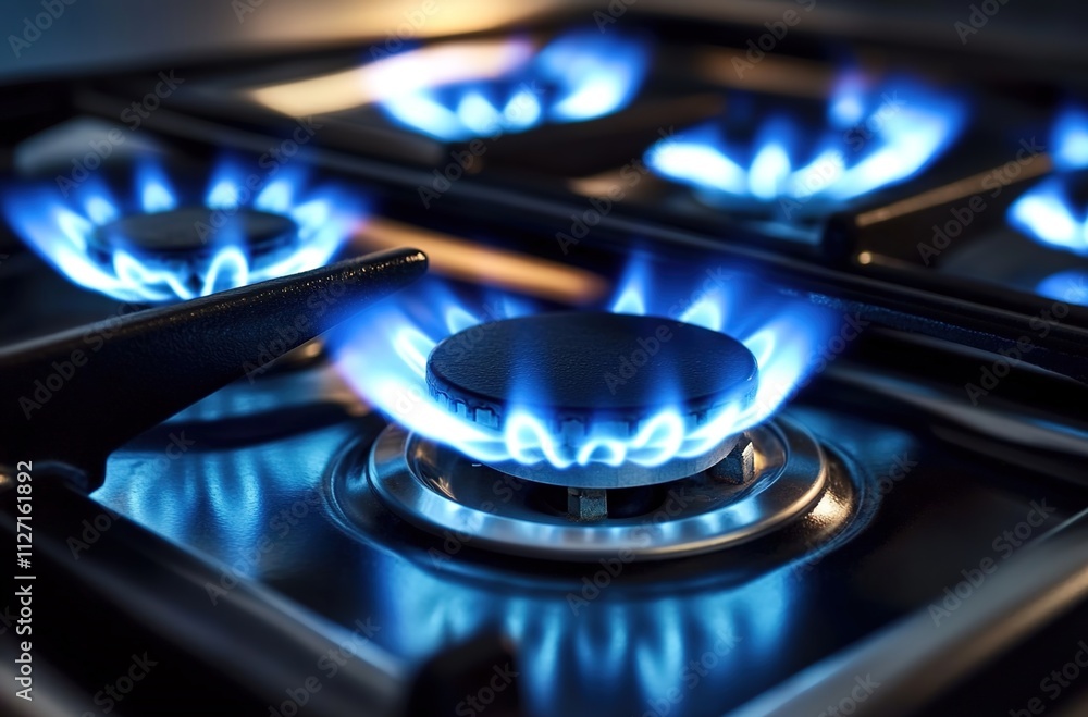 Close-up of blue flames from a gas stove Close-up of blue flames from a gas stove