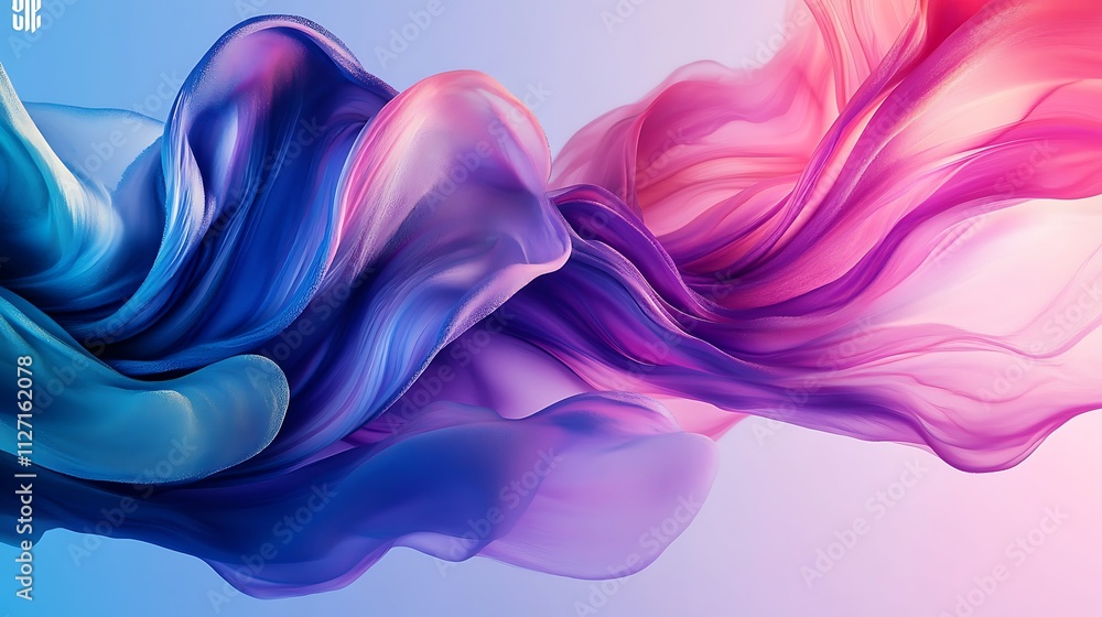 Fototapeta premium Abstract colorful flowing fabric waves, dynamic, vibrant, smooth, elegant, 3D rendering.