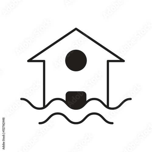 flooding glyph icon with white background vector stock illustration