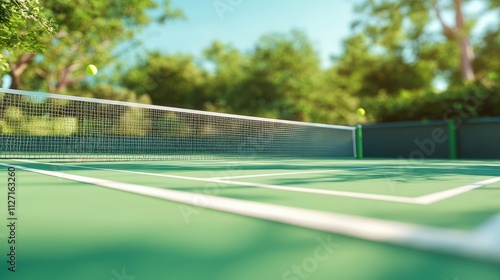 Wallpaper Mural A tennis court with a net, ideal for sports and recreation scenes Torontodigital.ca
