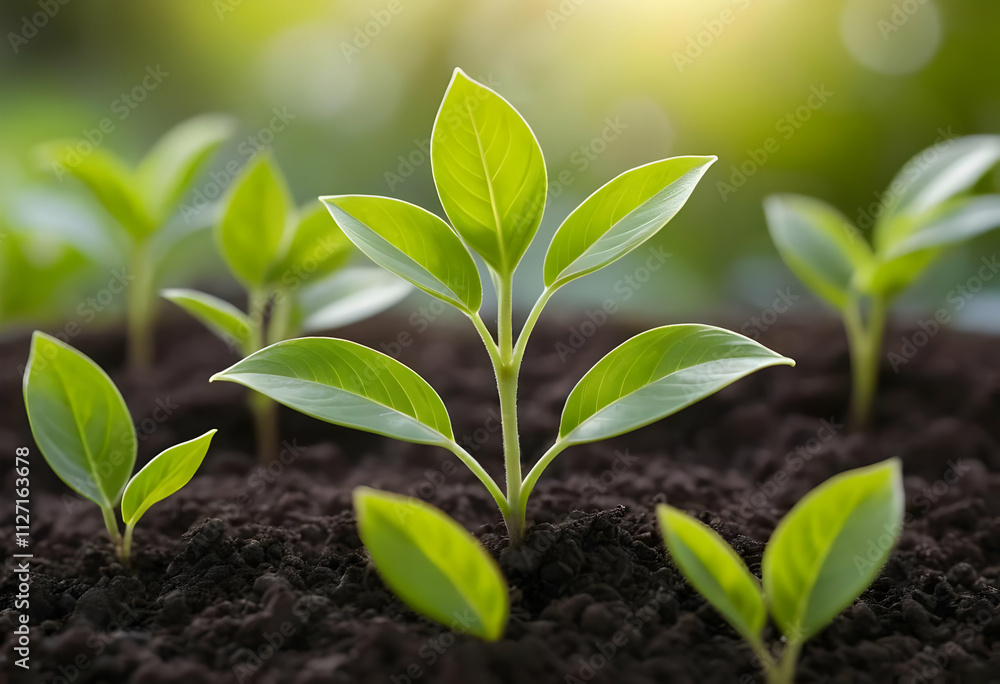Young plant seedling growing under morning light with nature background
Young plant seedling growing under morning light with nature background