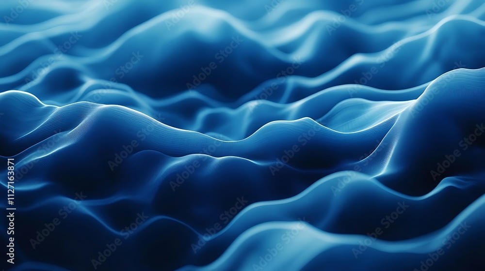 Obraz premium Abstract blue wavy 3D rendering.